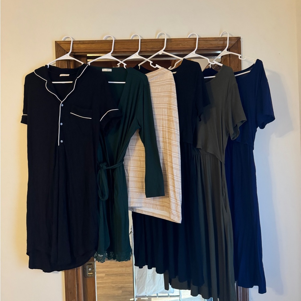 Medium Nursing/Breastfeeding Mama Bundle 3 Dresses, Cover, Robe & Nightgown Lot